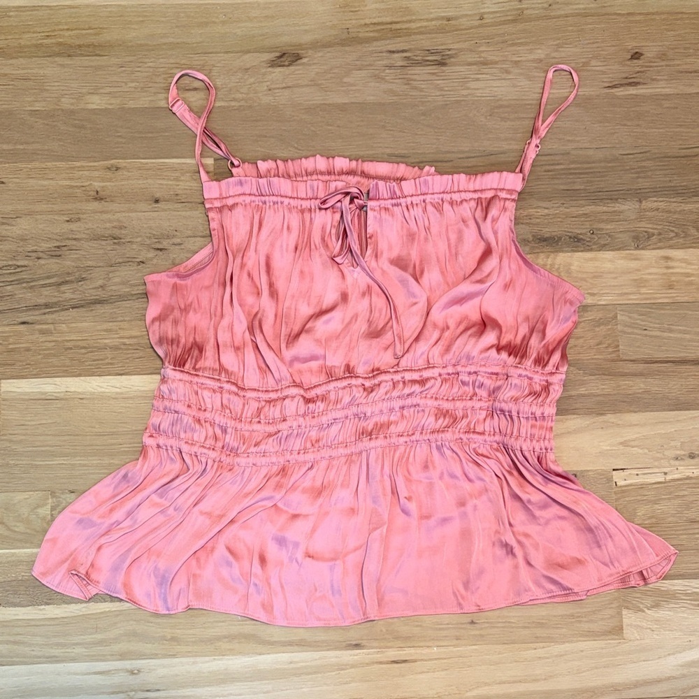 Ryegrass Spaghetti Strap Silky Pink Cinched Waist Top Women's XL